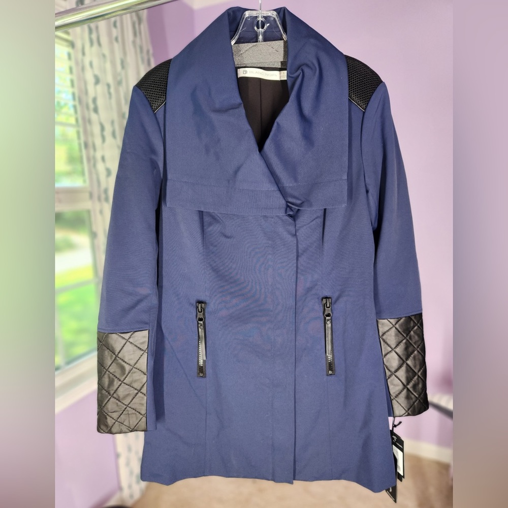 NWT Blanc Noir Socialite Quilted-Back Zip-Front Trench Coat